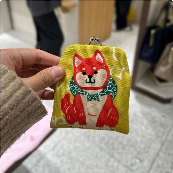 Ayanokoji Gamaguchi Pouch Shiba Inu Yellow