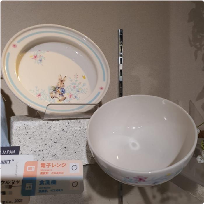 Kids Plate & Bowl Ceramic Set Peter Rabbit (can Enter Microwave & Dishwasher)