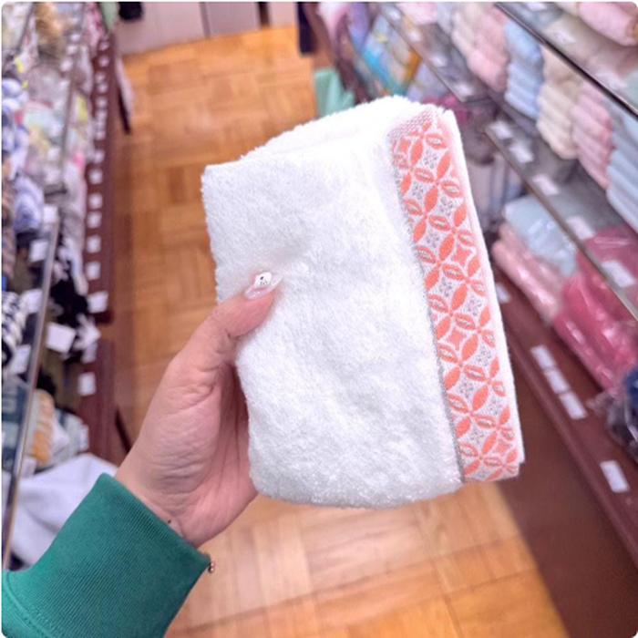 Face Towel Uchino White Orange Made in JP