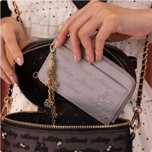 [16/03/2025-13:20-None1800] Randa Fragment Case With Charm Embossed Mickey Minnie Gray